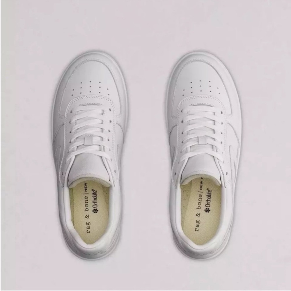 rag & bone Women's Retro Court Leather Sneaker White Platform Lace-Up